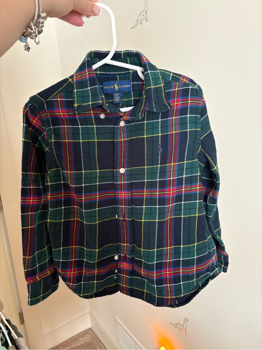 Ralph Lauren Navy & Green Plaid Button-Down Shirt